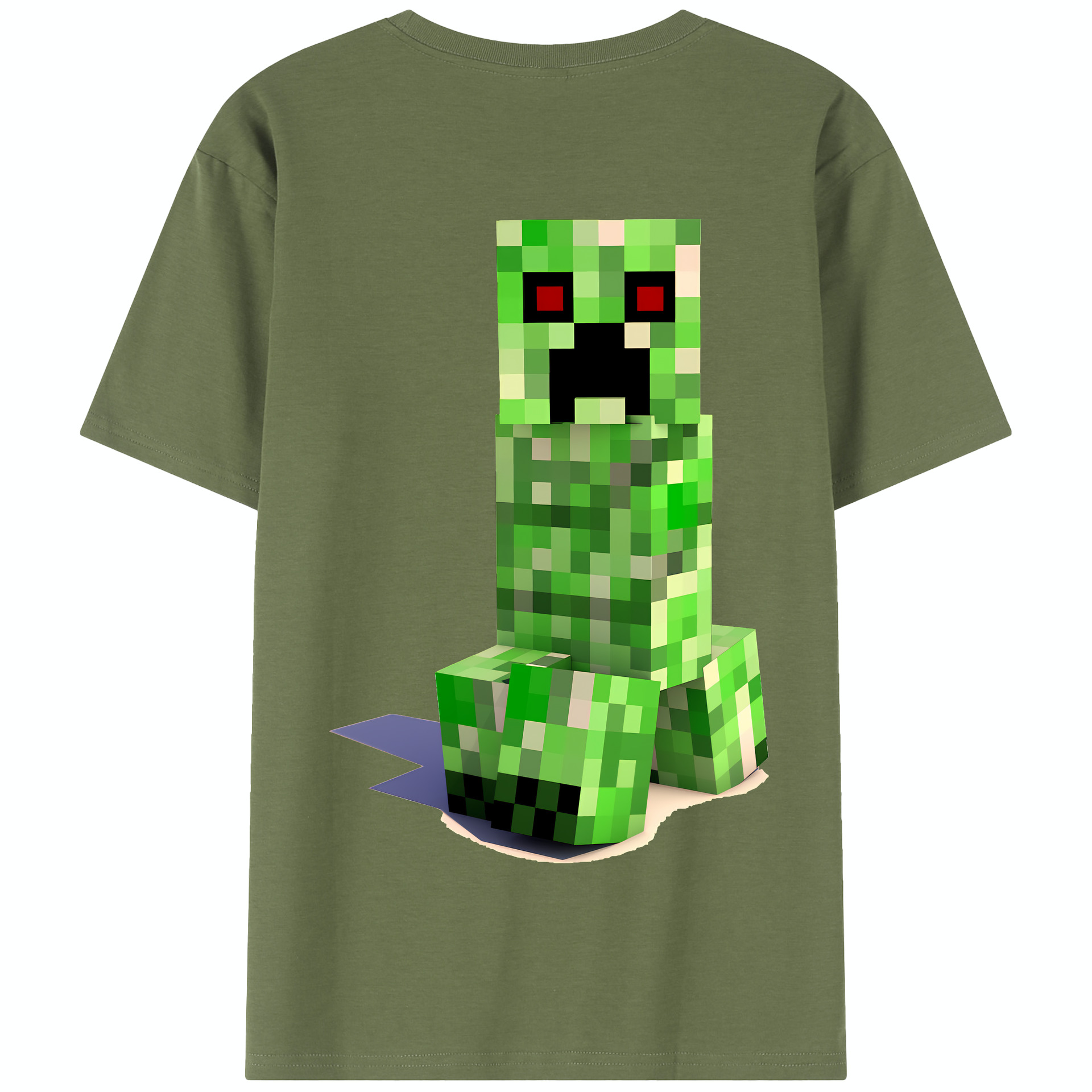 （画像用） マインクラフト ブロックの世界 Minecraft MC Block world 綿100％半袖Tシャツ（背面プリント）